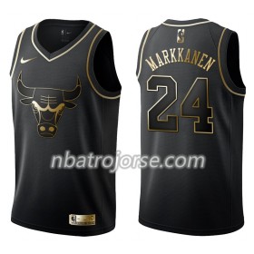 Män Chicago Bulls Tröja Lauri Markkanen 24 Nike Svart Guld Edition Swingman
